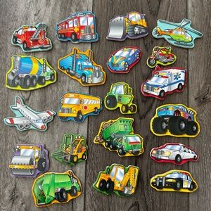 Melissa & Doug 20 Piece Wooden Vehicle Magnets Used Sturdy Playtime Fun Ages 2+
